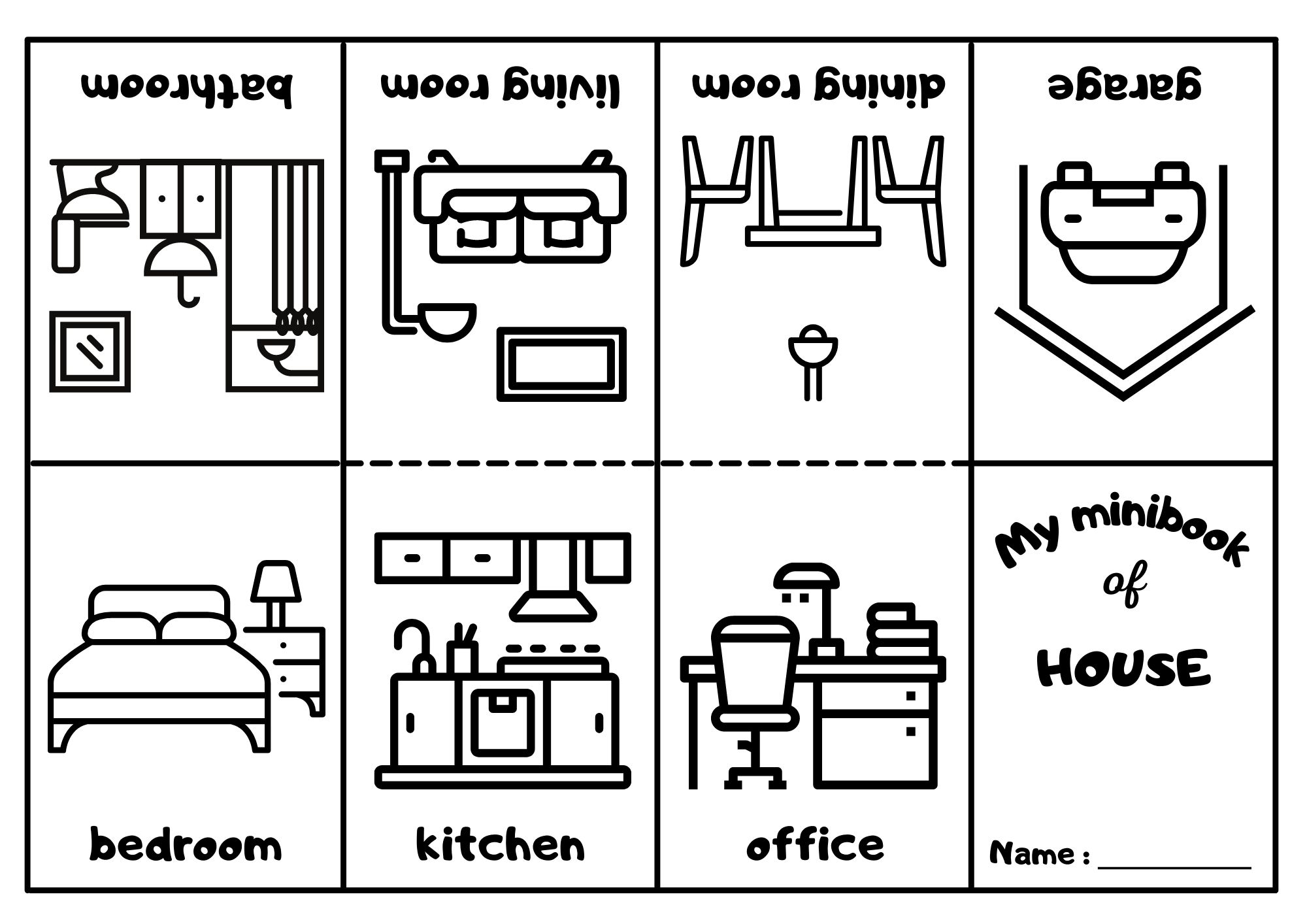 House All Ezpzlearn Com   House Rooms Mini Coloring Book 